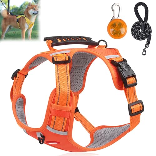 Chewie Cozy Hundegeschirr, verstellbar, Chewie No Pull Hundegeschirr mit Leine, reflektierend, bequem, Haustierbrust für kleine, mittelgroße und große Hunde (Orange, L) von Vgpbphj