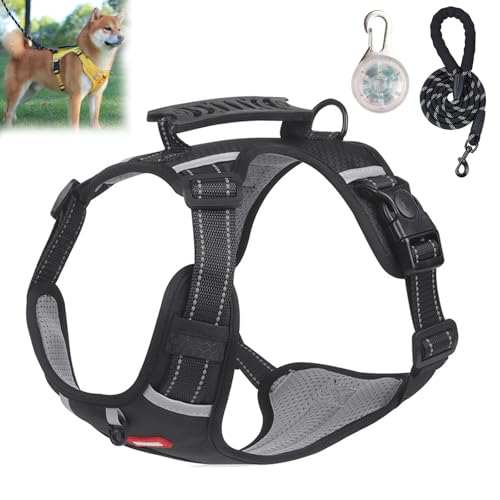 Chewie Cozy Hundegeschirr, verstellbar, Chewie No Pull Hundegeschirr mit Leine, reflektierend, bequem, Haustierbrust für kleine, mittelgroße und große Hunde (Schwarz, XS) von Vgpbphj