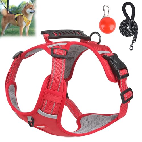 Chewie Gemütliches Geschirr, verstellbar, Chewie No Pull Hundegeschirr mit Leine, reflektierend, bequem, Haustierbrust für kleine, mittelgroße und große Hunde (Rot, XS) von Vgpbphj