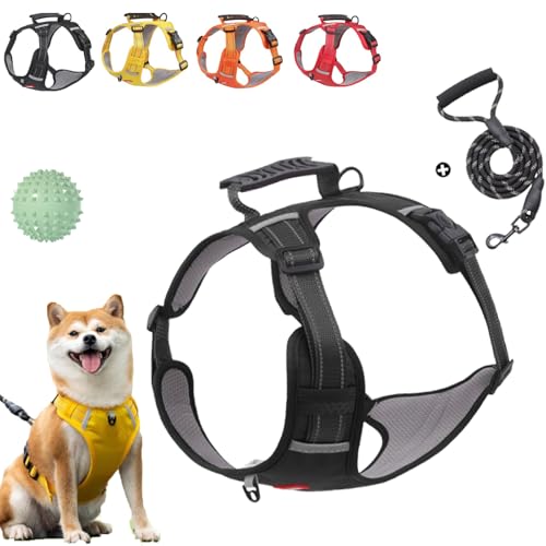 Chewie Gemütliches Hundegeschirr, verstellbar, kein Ziehen, atmungsaktiv und bequem, Hundeweste, reflektierend bei Nacht (Schwarz, XL) von Vgpbphj