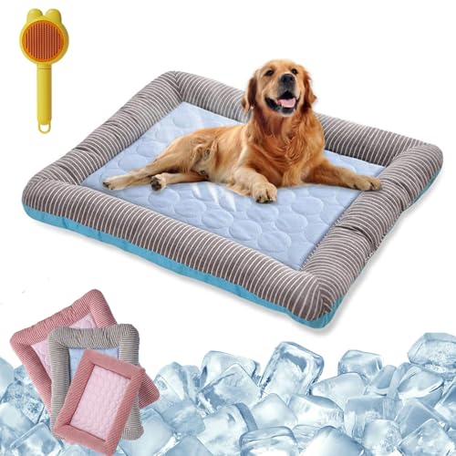 Holivas Coolcomfort-Premium Kühlmatte, Kühlmatte Hund Katze Selbstkühlend mit Gepolstertem Rand, Verschleißfes Kühlbett Hund, Waschbar Atmungsaktiv, Kühle Geborgenheit für Liebling (blau, 76x58cm) Holivas Coolcomfort-Premium Kühlmatte, Kühlmatte Hund Katze Selbstkühlend mit Gepolstertem Rand, Verschleißfes Kühlbett Hund, Waschbar Atmungsaktiv, Kühle Geborgenheit für Liebling (blau, 76x58cm) von Vgpbphj