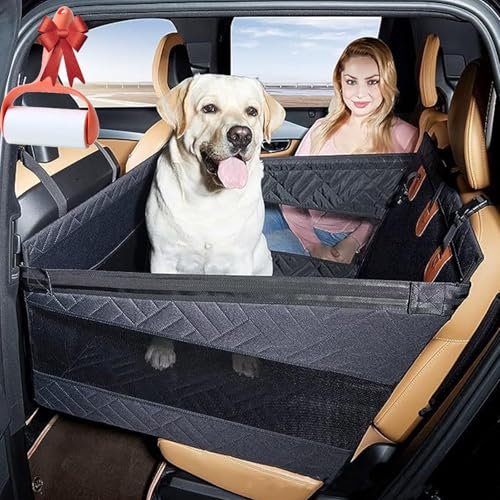 Hunde Hartboden Einzelsitz, Hartboden Autositz Erweiterung Hund, Autositz Hund Rückbank für Große Hunde Single Seat, Waterproof Non-Slip (Schwarz, L 72x56x5 cm) von Vgpbphj