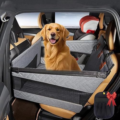 Hunde Hartboden Einzelsitz, Hartboden Autositz Erweiterung Hund, Hunde Autositz füR GroßE Hunde, Dog Hammock Waterproof Non-Slip, for Car Back Seat Front Seat (Grau, L) von Vgpbphj
