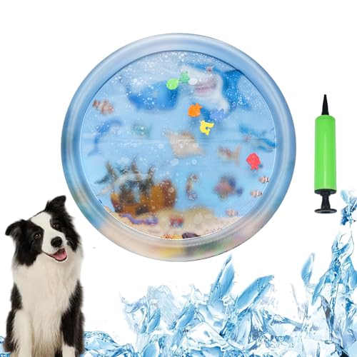 Hunde Spiel & KüHl Wassermatte, Katzen Spiel Und KüHl Wassermatte Kratzfest, Thickened Inflatable Sensory Water Play Mat, KüHlung füR Katzen, Summer Interactive Water Mat for Cats Dogs (100cm) von Vgpbphj