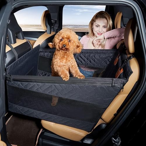 Hundesitz Auto Rückbank, Autositz für Hunde bis 35 kg, Hunde Hartboden Einzelsitz Autositzerweiterung, Fester Hartboden – kein Einsacken, Schnelle & Einfache Montage (Schwarz, S-56x56x5 cm) von Vgpbphj