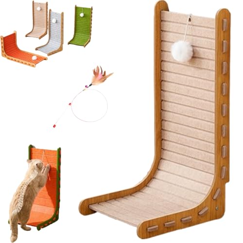 Mellowkin Katzenkratzbaum, vertikale Kratzbretter aus Filz in L-Form, verschleißfestes und fusselfreies integriertes Kratzbrett aus Filz (Camel) von Vgpbphj