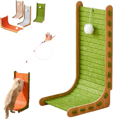 Mellowkin Katzenkratzbaum, vertikale Kratzbretter aus Filz in L-Form, verschleißfestes und fusselfreies integriertes Kratzbrett aus Filz (Green) von Vgpbphj