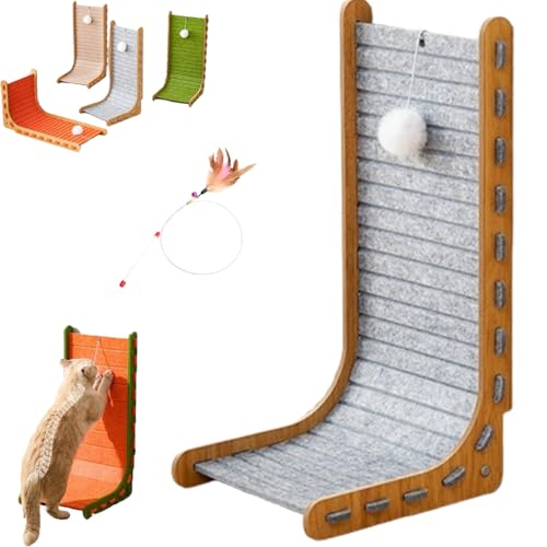 Mellowkin Katzenkratzbaum, vertikale Kratzbretter aus Filz in L-Form, verschleißfestes und fusselfreies integriertes Kratzbrett aus Filz (Grey) von Vgpbphj