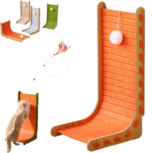 Mellowkin Katzenkratzbaum, vertikale Kratzbretter aus Filz in L-Form, verschleißfestes und fusselfreies integriertes Kratzbrett aus Filz (Orange) von Vgpbphj