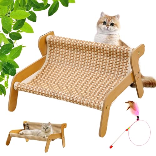 Mellowkin Katzenkratzcouch, The Claw Lounge für Katzen, 2-in-1 verschleißfester Kratz-Sisalstuhl, hohe Tragfähigkeit, gewellte Wippe, gesundes Kratzen und Entspannen (Leinen) von Vgpbphj
