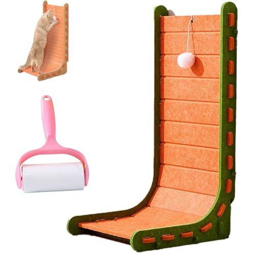 Mellowkin Katzenkratzer, Verschleißfest, Nicht Fusseln, Katzenklettermatte, Dreieckige Vertikale Filzkatzenbrett, L Typ Katzen Kratzpads Leicht zu Reinigen und Kein Durcheinander (L-Typ Orange) von Vgpbphj
