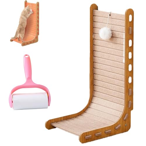 Mellowkin Katzenkratzer, Verschleißfeste Nicht Fusselnde Katzenklettermatte, Dreieckige Vertikale Filzkatzenbrett, L Typ Katzen Kratzpads Leicht zu Reinigen und Keine Unordnung (L-Typ Kamel) von Vgpbphj