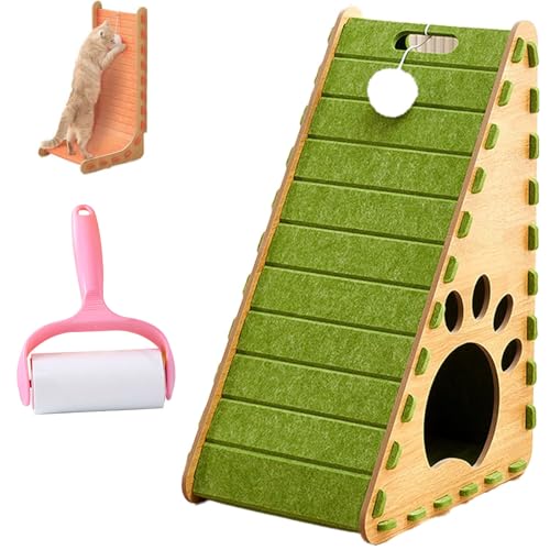 Mellowkin Katzenkratzer, verschleißfeste, fusselfreie Katzenklettermatte, dreieckiges vertikales Filz-Katzenbrett, L-Typ-Kratzpads, leicht zu reinigen und kein Durcheinander (Dreieck-Typ Grün) von Vgpbphj
