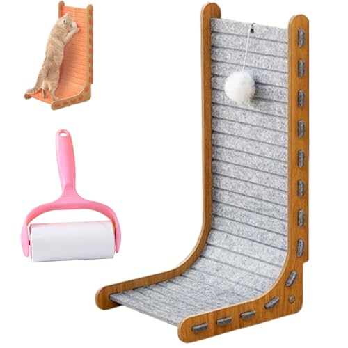 Mellowkin Katzenkratzer, verschleißfeste, fusselfreie Katzenklettermatte, dreieckiges vertikales Filz-Katzenbrett, L-Typ-Kratzpads, leicht zu reinigen und kein Durcheinander (L-Typ Dunkelgrau) von Vgpbphj