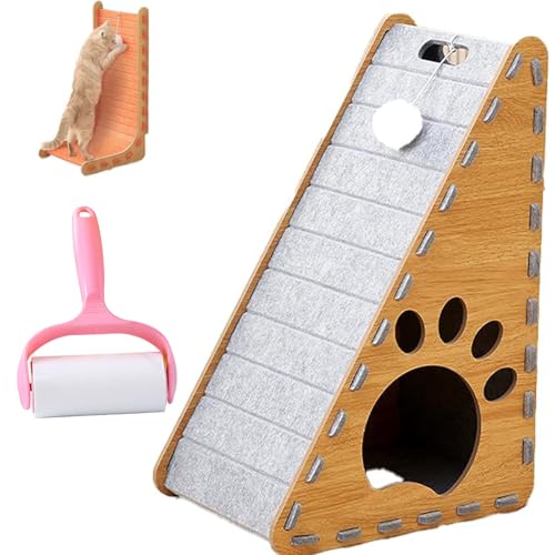 Mellowkin Katzenkratzer, verschleißfeste, nicht fusselnde Katzenklettermatte, dreieckiges vertikales Filz-Katzenbrett, L-Typ-Kratzpads, leicht zu reinigen und kein Durcheinander (Dreieck, dunkelgrau) von Vgpbphj
