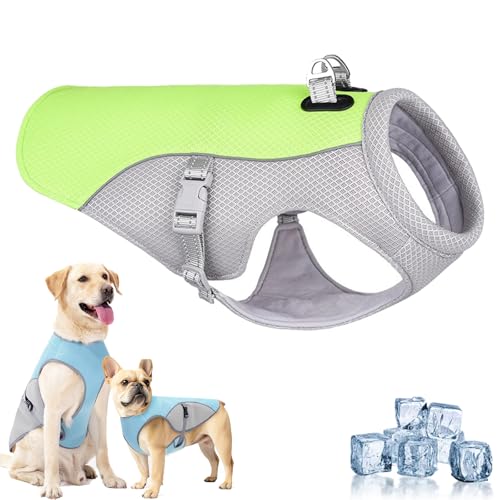 Monelia Kühlweste - Der Hitzeschutz für Deinen Hund, Kühljacke für Hunde Sommer, UV-Schutz, Verstellbar Dog Cooling Vest, Cooling Collar, für Kleine Mittlere und Große (Grün, XL) von Vgpbphj