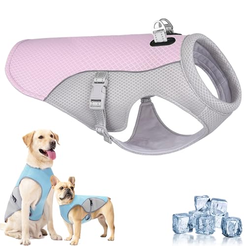 Monelia Kühlweste - Der Hitzeschutz für Deinen Hund, Kühljacke für Hunde Sommer, UV-Schutz, Verstellbar Dog Cooling Vest, Cooling Collar, für Kleine Mittlere und Große (Rosa, XL) von Vgpbphj