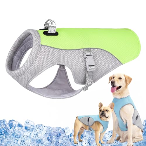 Monelia Kühlweste - Der Hitzeschutz für deinen Hund, Atmungsaktive Kühljacke für den Sommer UV-Schutz Hunde Kühlweste, Verstellbar Dog Cooling Vest, für Kleine Mittlere und Große (Grün, M) von Vgpbphj