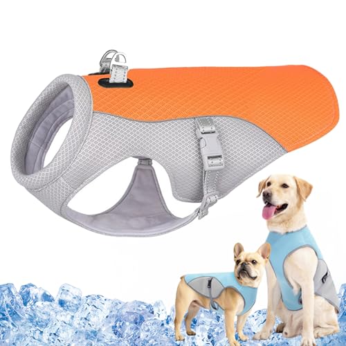 Monelia Kühlweste - Der Hitzeschutz für deinen Hund, Atmungsaktive Kühljacke für den Sommer UV-Schutz Hunde Kühlweste, Verstellbar Dog Cooling Vest, für Kleine Mittlere und Große (Orange, M) von Vgpbphj