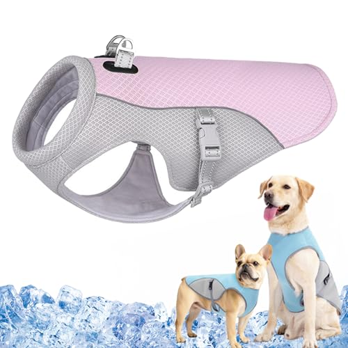 Monelia Kühlweste - Der Hitzeschutz für deinen Hund, Atmungsaktive Kühljacke für den Sommer UV-Schutz Hunde Kühlweste, Verstellbar Dog Cooling Vest, für Kleine Mittlere und Große (Rosa, 3XL) von Vgpbphj