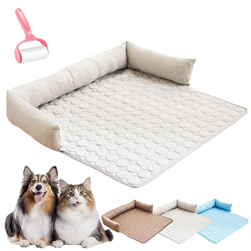 Pelzbarn KüHlendes Sofabett, KüHlbett FüR Hunde, Fur Barn Cooling Dog Bed, Machine Washable, Non-Slip Underside, Ice Silk Cool Pad Halten Sie Ihr Fellbaby KüHler Und Bequemer (Beige, 70 x 70 cm) von Vgpbphj