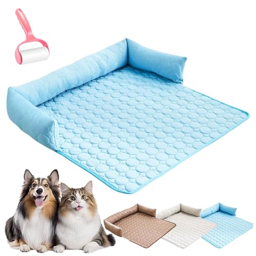 Pelzbarn KüHlendes Sofabett, KüHlbett FüR Hunde, Fur Barn Cooling Dog Bed, Machine Washable, Non-Slip Underside, Ice Silk Cool Pad Halten Sie Ihr Fellbaby KüHler Und Bequemer (Blau, 70 x 70 cm) von Vgpbphj