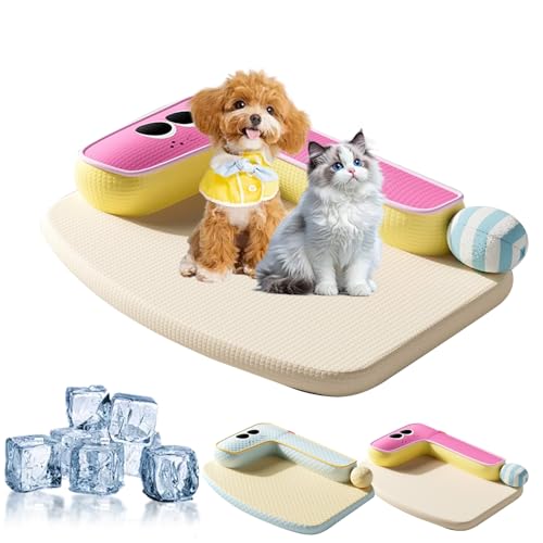 Pfoten-Bedarf Atmungsaktives Kühlendes Sommer Bett für Haustiere, Kühlmatte für Hund, Abnehmbarer & Waschbarer Bezug, Soft Cooling Blanket for Pets Summer, für Wohnung/Garten (Rosa, 80*60cm) von Vgpbphj