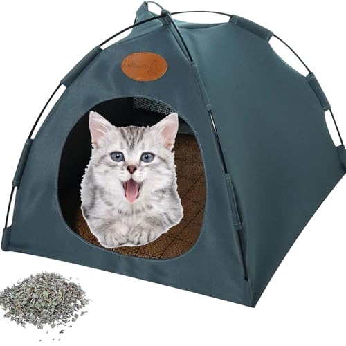 Pfoten Bedarf Premium Katzen Kühlzelt, Premium Cat Cooling Tent, Portable Cooling Dog House, Breathable & Foldable Pet Tent for Indoor and Outdoor Use, Ideal as a Retreat in Summer Heat (Grey, XL) von Vgpbphj