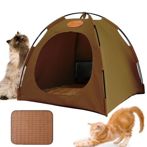 Pfoten-bedarf Premium Katzen Kühlzelt, Katzenzelt Outdoor, Portable Washable Cat Cooling Tent, Natürliche Kühlung & Atmungsaktives, Leicht & Tragbar, Flexibel Aufstellbar (Brown, L (48 x 48 x 42 cm)) Pfoten-bedarf Premium Katzen Kühlzelt, Katzenzelt Outdoor, Portable Washable Cat Cooling Tent, Natürliche Kühlung & Atmungsaktives, Leicht & Tragbar, Flexibel Aufstellbar (Brown, L (48 x 48 x 42 cm)) von Vgpbphj