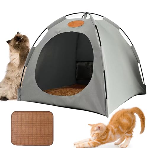 Pfoten-bedarf Premium Katzen Kühlzelt, Katzenzelt Outdoor, Portable Washable Cat Cooling Tent, Natürliche Kühlung & Atmungsaktives, Leicht & Tragbar, Flexibel Aufstellbar (Grey, L (48 x 48 x 42 cm)) Pfoten-bedarf Premium Katzen Kühlzelt, Katzenzelt Outdoor, Portable Washable Cat Cooling Tent, Natürliche Kühlung & Atmungsaktives, Leicht & Tragbar, Flexibel Aufstellbar (Grey, L (48 x 48 x 42 cm)) von Vgpbphj