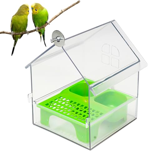 Pull-Out External Parrot Feeder, Perch & Play 3-in-1 Combo, 14x14.6x18cm, Hanging Wild Bird Seed with Squirrel Proof Tray, Stable Installation (B) von Vgpbphj