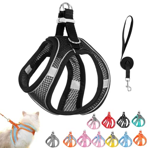 Stimulicat Katzengeschirr, Design für Outdoor-Katzen, ausbruchsicheres Katzengeschirr, Verstellbares, weiches Netzgewebe mit reflektierenden Sicherheitsstreifen, Katzenweste, Leine-Set, kein Würgen Stimulicat Katzengeschirr, Design für Outdoor-Katzen, ausbruchsicheres Katzengeschirr, Verstellbares, weiches Netzgewebe mit reflektierenden Sicherheitsstreifen, Katzenweste, Leine-Set, kein Würgen von Vgpbphj