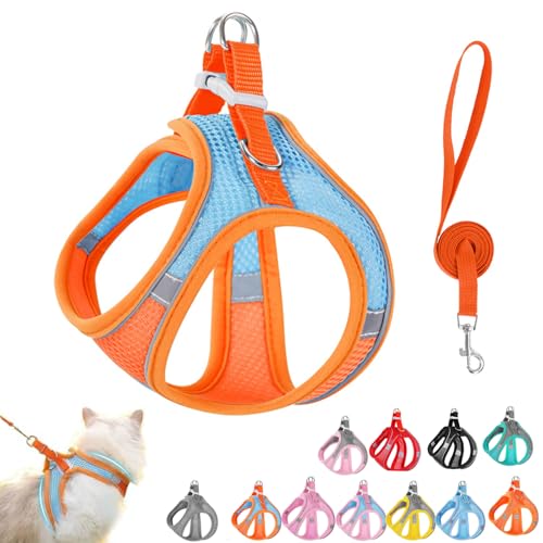Stimulicat Katzengeschirr, Design für Outdoor-Katzen, ausbruchsicheres Katzengeschirr, Verstellbares, weiches Netzgewebe mit reflektierenden Sicherheitsstreifen, Katzenweste, Leine-Set, kein Würgen Stimulicat Katzengeschirr, Design für Outdoor-Katzen, ausbruchsicheres Katzengeschirr, Verstellbares, weiches Netzgewebe mit reflektierenden Sicherheitsstreifen, Katzenweste, Leine-Set, kein Würgen von Vgpbphj