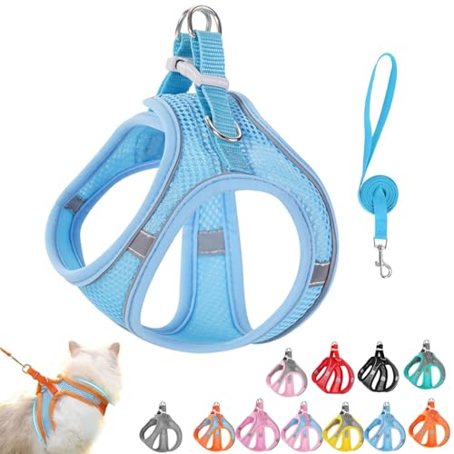 Stimulicat Katzengeschirr, Design für Outdoor-Katzen, ausbruchsicheres Katzengeschirr, Verstellbares, weiches Netzgewebe mit reflektierenden Sicherheitsstreifen, Katzenweste, Leine-Set, kein Würgen Stimulicat Katzengeschirr, Design für Outdoor-Katzen, ausbruchsicheres Katzengeschirr, Verstellbares, weiches Netzgewebe mit reflektierenden Sicherheitsstreifen, Katzenweste, Leine-Set, kein Würgen von Vgpbphj