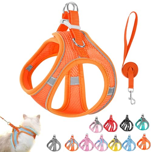 Stimulicat Katzengeschirr, Design für Outdoor-Katzen, ausbruchsicheres Katzengeschirr, Verstellbares, weiches Netzgewebe mit reflektierenden Sicherheitsstreifen, Katzenweste, Leine-Set, kein Würgen Stimulicat Katzengeschirr, Design für Outdoor-Katzen, ausbruchsicheres Katzengeschirr, Verstellbares, weiches Netzgewebe mit reflektierenden Sicherheitsstreifen, Katzenweste, Leine-Set, kein Würgen von Vgpbphj