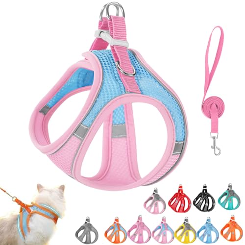 Stimulicat Katzengeschirr, Design für Outdoor-Katzen, ausbruchsicheres Katzengeschirr, Verstellbares, weiches Netzgewebe mit reflektierenden Sicherheitsstreifen, Katzenweste, Leine-Set, kein Würgen Stimulicat Katzengeschirr, Design für Outdoor-Katzen, ausbruchsicheres Katzengeschirr, Verstellbares, weiches Netzgewebe mit reflektierenden Sicherheitsstreifen, Katzenweste, Leine-Set, kein Würgen von Vgpbphj