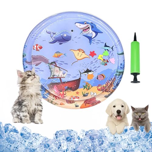 Vgpbphj Cat Water Mat, Cat Play and Cool Mat, Scratch-Resistant, Summer Inflatable Sensory Water Play Mats, with Pump, Interactive Toy Cats and Dogs (65cm-A) von Vgpbphj