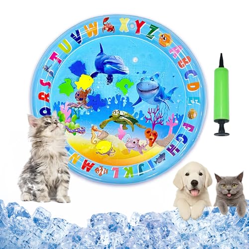 Vgpbphj Cat Water Mat, Cat Play and Cool Mat, Scratch-Resistant, Summer Inflatable Sensory Water Play Mats, with Pump, Interactive Toy Cats and Dogs (65cm-B) von Vgpbphj