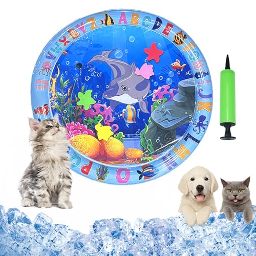 Vgpbphj Cat Water Mat, Cat Play and Cool Mat, Scratch-Resistant, Summer Inflatable Sensory Water Play Mats, with Pump, Interactive Toy Cats and Dogs (65cm-C) von Vgpbphj