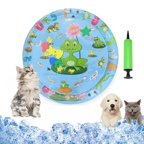 Vgpbphj Cat Water Mat, Cat Play and Cool Mat, Scratch-Resistant, Summer Inflatable Sensory Water Play Mats, with Pump, Interactive Toy Cats and Dogs (65cm-E) von Vgpbphj