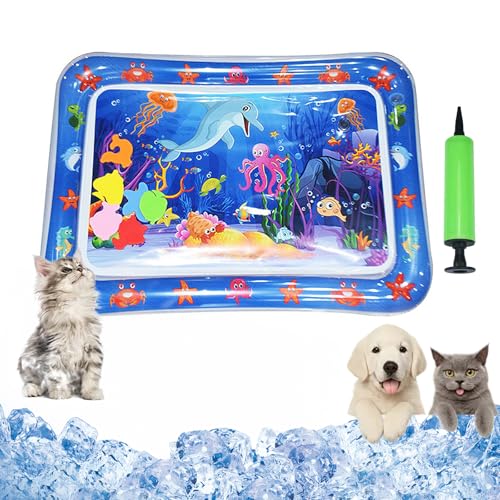 Vgpbphj Cat Water Mat, Cat Play and Cool Mat, Scratch-Resistant, Summer Inflatable Sensory Water Play Mats, with Pump, Interactive Toy Cats and Dogs (65cm-F) von Vgpbphj