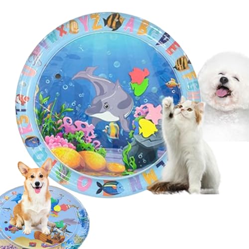 Vgpbphj Cat Water Mat, Summer Thickened Sensory Water Play Mat, Dog Cat Game & Cool Cooling Pad with a Pump, Scratch-Resistant, Summer Inflatable, Interactive Toy for Cats & Dogs (65 x 65 cm, A) von Vgpbphj