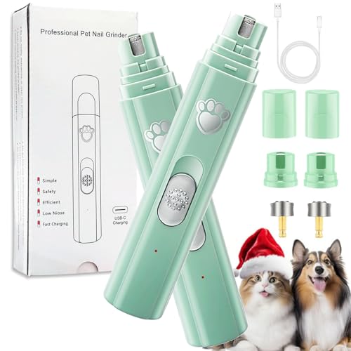 Vgpbphj Concertchop Dog Nail Grinder, Silent Pet Nail Grinder for Dogs, Electric Dog Claw Nail File, Smart LED Pet Grinder - See Blood Vessels, Zero Ouch (2Pcs Green) von Vgpbphj