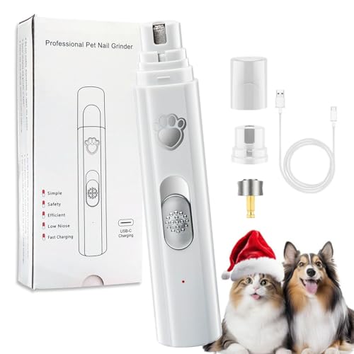 Vgpbphj Concertchop Dog Nail Grinder, Silent Pet Nail Grinder for Dogs, Electric Dog Claw Nail File, Smart LED Pet Grinder - See Blood Vessels, Zero Ouch (White) von Vgpbphj