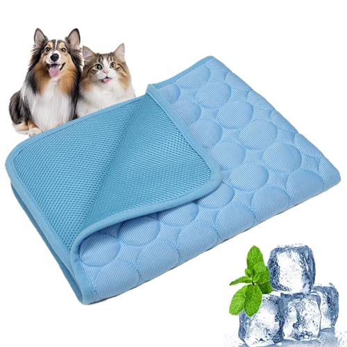 Vgpbphj Cooling Mat for Summer, Cooling Mat Dog, Dog Cooling Mat for Dogs & Cats, Self-Cooling Mat for Pets, Abrasion and Bite Resistant, Machine Washable, Home & Outdoor (Blue, M-62 * 50cm) von Vgpbphj