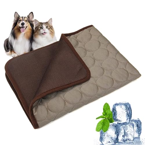 Vgpbphj Cooling Mat for Summer, Cooling Mat Dog, Dog Cooling Mat for Dogs & Cats, Self-Cooling Mat for Pets, Abrasion and Bite Resistant, Machine Washable, Home & Outdoor (Brown, XL-100 * 70cm) von Vgpbphj