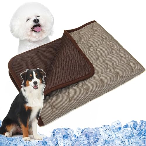 Vgpbphj Fancystuff PfotenFrost Kühlmatte, Pfotenfrost Matte, Waschbare Pfoten Frost Kühlmatte Für Haustiere, Dog Cooling Mat, Eiskühler Stoff für Gartenbett, Haus und Autositz (Coffee, M) von Vgpbphj