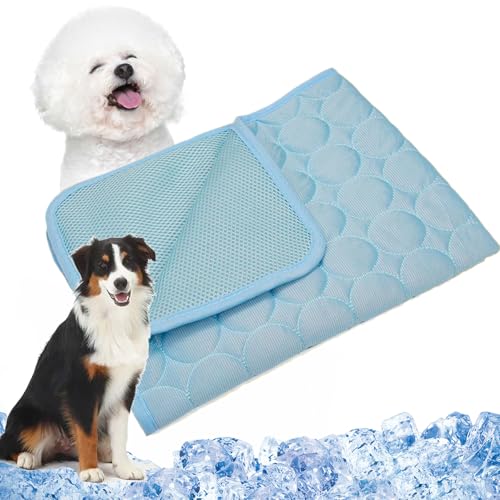 Vgpbphj Fancystuff PfotenFrost Kühlmatte, Pfotenfrost Matte, Waschbare Pfoten Frost Kühlmatte Für Haustiere, Dog Cooling Mat, Eiskühler Stoff für Gartenbett, Haus und Autositz (Light Blue, M) von Vgpbphj
