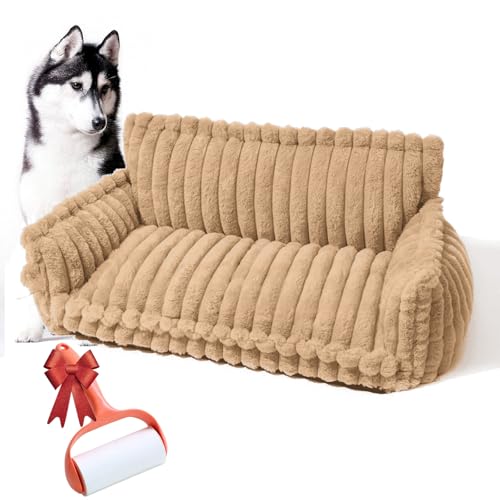 Vgpbphj Haustiersofa Chaffar, Cord Hundebett Hundesofa Inkl. Mini-Kissen, Waschbarer Hundecouch Grosse Hunde, Schlafplätze & Möbel für Hunde (Kamel, XL (100x67x40cm)) von Vgpbphj