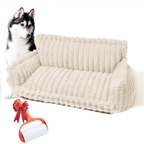 Vgpbphj Haustiersofa Chaffar, Cord Hundebett Hundesofa Inkl. Mini-Kissen, Waschbarer Hundecouch Grosse Hunde, Schlafplätze & Möbel für Hunde (Weiß, L (80x57x33cm)) von Vgpbphj